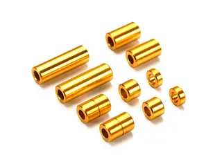 铝制垫柱（12 / 6.7 / 6 / 3 / 1.5 mm，各 2 个，金色）